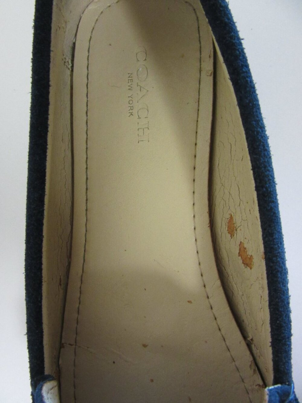 COACH Marley Leather Navy Slip On 7 B Loafers-Flaws - Picture 3 of 8
